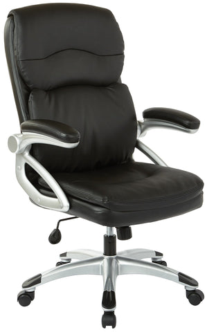 Office Star ECH91236-EC3 Work Smart High Back Leather Executive Manager's Chair, angled front view