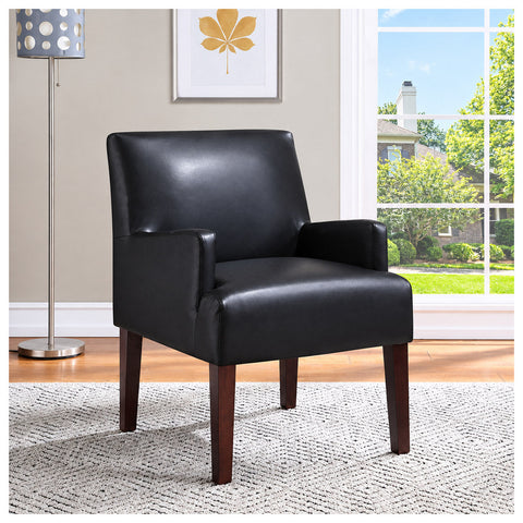 Office Star MST55-PD3 Work Smart Main Street Guest Chair Woven, black faux leather