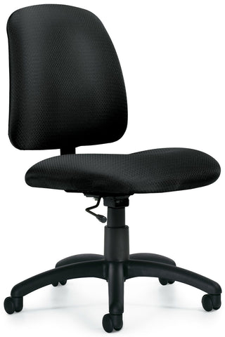 Offices To Go OTG11650 armless upholstered task chair, angled front view