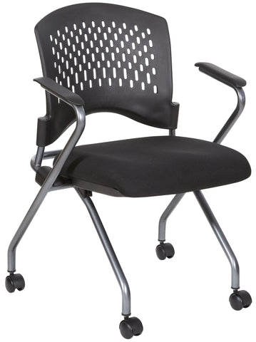 Office Star 84330-30 Pro Line II Deluxe Padded Folding Chair, 2-Pack, angled front view