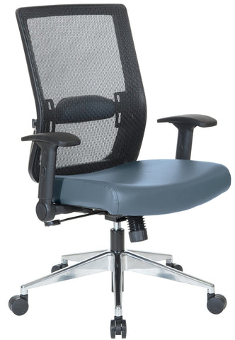 Office Star 867A-1P91F2-R105 Space Seating Black Mesh Managers Chair with Flip Arms, blue r105