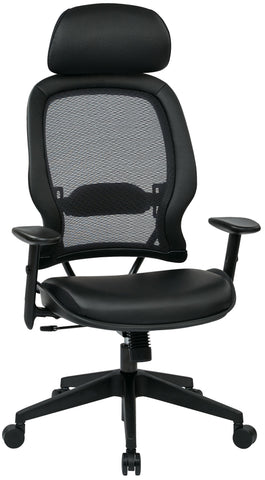 Office Star 57906E Space Seating Leather Air Grid Chair with Headrest, front view