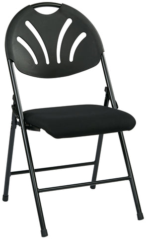 Office Star FC8100NP Work Smart Plastic Fan Back Metal Folding Chairs, angled front view