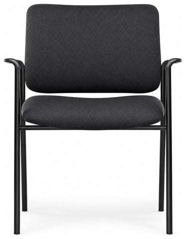 Allseating 33954 Rainbow black wide-seat guest chair, front view with arms and black frame