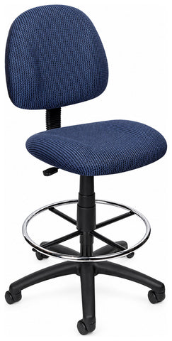 Boss Office Products B1615-BE Contoured Drafting Office Chair, blue, without arms, angled front view