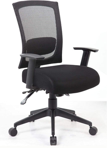 Boss Office Products B6716-BK Contract Mesh Back Task Chair, without seat slider, angled front view