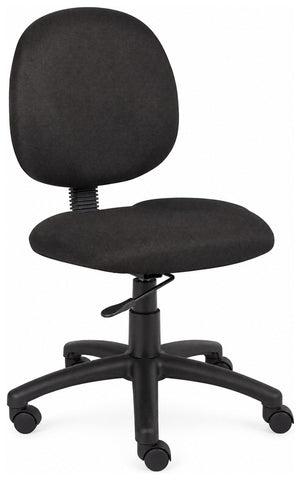 Boss Office Products B9090-BK Fabric Office Task Chair, black fabric, without arms, angled front view