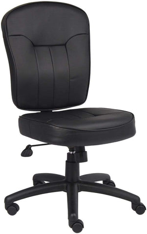 Boss Office Products B1560 LeatherPlus Armless Task Chair, angled front view