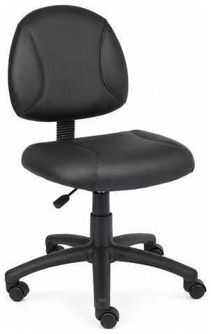 Boss Office Products B305 LeatherPlus Value Office Chair, without arms, angled front view