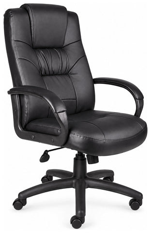 Boss Office Products B7501 Lumbar Support LeatherPlus Office Chair, angled front view