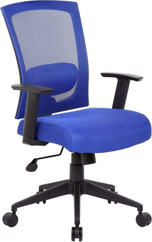 Boss Office Products B6706-BE Mesh Back Task Chair, blue, angled front view
