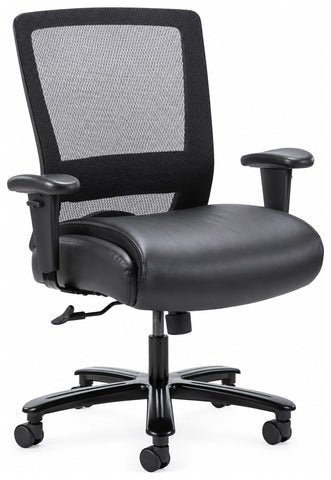 Boss Office Products B699-BK heavy duty mesh chair with adjustable arms, angled front view