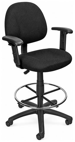 Boss Office Products B1616-BK contoured drafting chair, black, angled front view