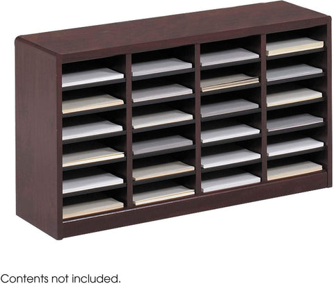 Safco 9311MH E-Z Stor Wood Literature Organizer 24 Compartments, mahogany