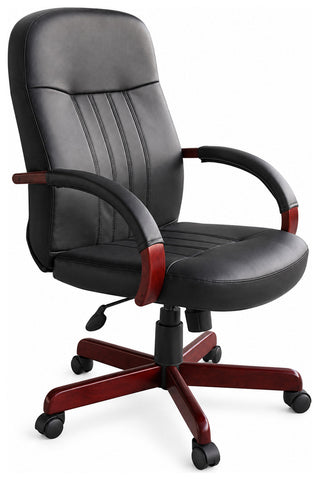 Boss Office Products B8376 Executive Custom Finish LeatherPlus Office Chair, angled front view
