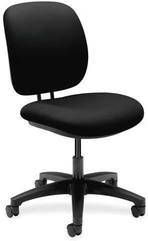 HON HON5901 ComforTask black fabric office chair, front angled view without arms