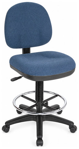 Lorell 80010 Millennia blue counter height stool with armless seat and chrome footring