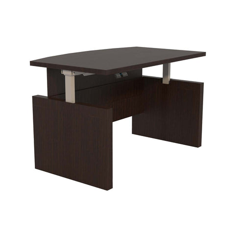 Mayline ABDH7242LDC Aberdeen Height-Adjustable 72" Bow Front Desk with Base, mocha finish
