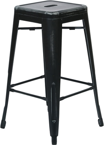 Office Star BRW3026A2-AB Bristow 26" Antique Metal Stool, 2-Pack, antique black