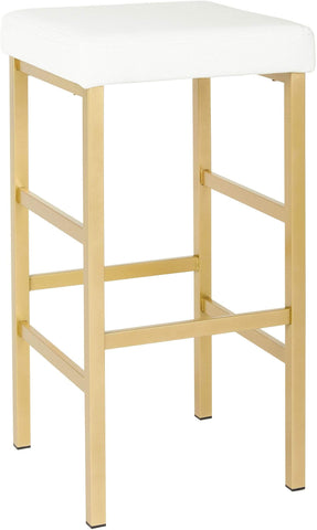 Office Star MET1330G-11 OSP Designs 30" Gold Backless Stool, white