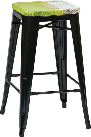 Office Star BRW31263A4-C307 OSP Designs Bristow 26" Metal Stool 4 Pack, black/pine alice