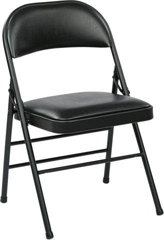 Office Star FF-23324V Work Smart Folding Chair Vinyl Set of 4 FF-23324V, black vinyl seat