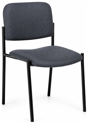 Offices To Go OTG2748 gray armless stacking chair with four-leg black frame
