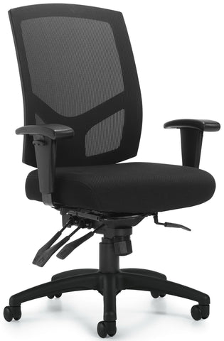Offices To Go OTG11769 multifunction mesh office chair, angled front view