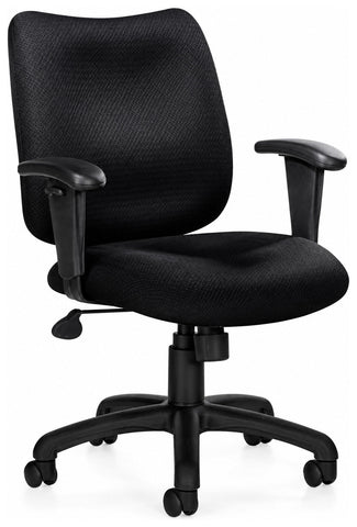 Offices To Go OTG11612 upholstered task chair with adjustable arms, angled front view