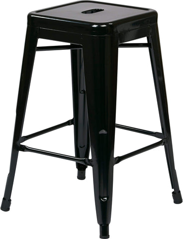 Office Star PTR3024A2-3 OSP Designs 24" Steel Backless Barstool Set of 2, black