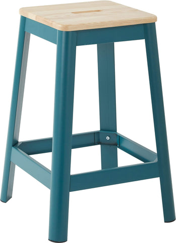 Office Star HMM9426L-C236 OSP Designs Hammond 26" Metal Stool, Lightwood Seat, Frame, frosted teal