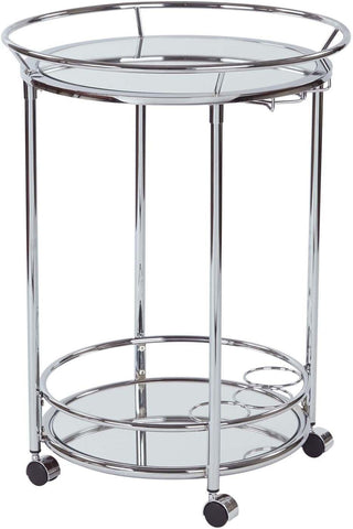 Office Star RYS37-CHR OSP Designs Royse Serving Cart with Chrome Finish, angled front view