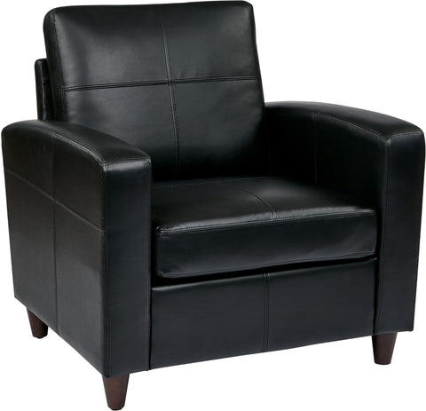 Office Star SL2811-EC3 OSP Furniture Black or Espresso Bonded Leather Club Chair Espresso Legs, black bonded leather