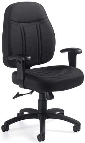 Offices To Go OTG11651 mid back task chair with adjustable arms, angled front view