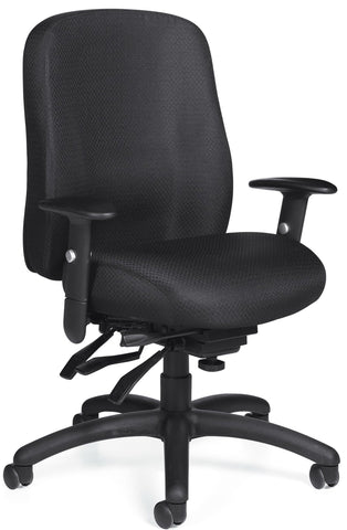 Offices To Go OTG11710 ergonomic office chair with padded arms, angled front view