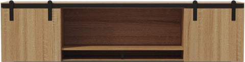 Safco MRHTWD72SDD Mirella 72" Wall-Mounted Hutch with Sliding Wood Doors, sand dune