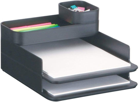 Safco 3285BL Stacking Plastic Desktop Sorter Set, black