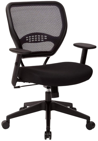 Office Star 5500 Space Seating Air Grid Deluxe Mesh Task Chair, Black, angled front view