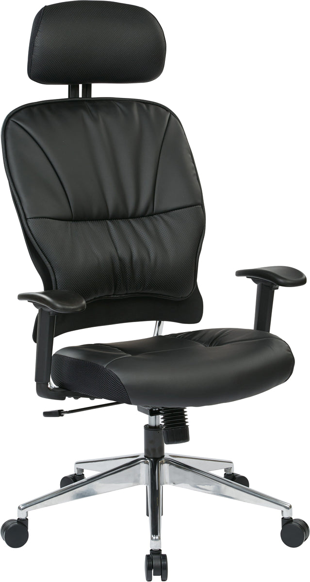 Space Seating® Black Eco Leather Managers Chair [32E33P918PHL] Office Chairs Unlimited Free