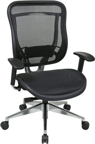 Office Star 818A-11P9C1A8 Space Seating Executive High Back Mesh Chair Aluminum Base, angled front view