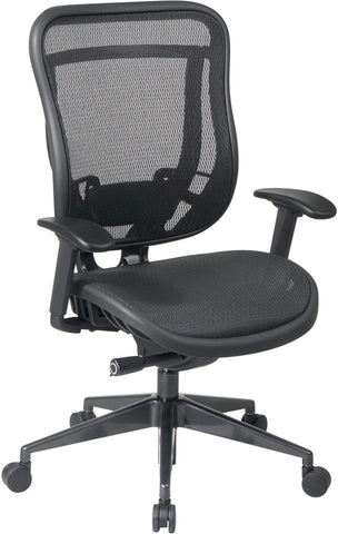Office Star 818-11G9C18P Space Seating Executive High Back Mesh Chair Gunmetal Base, angled front view