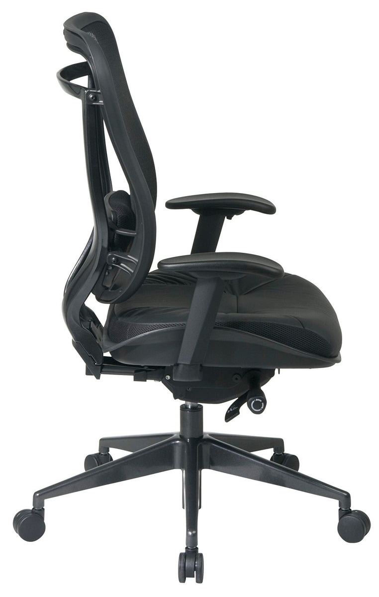 Space Seating High Back Mesh Chair with Leather Seat [81841G9C18P