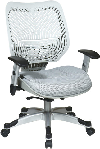 Office Star 86-M22C625R office chair with white SpaceFlex back and gray seat, angled front view
