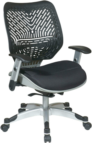 Office Star 86-M33C625R office chair with black SpaceFlex back and seat with silver frame, angled front view