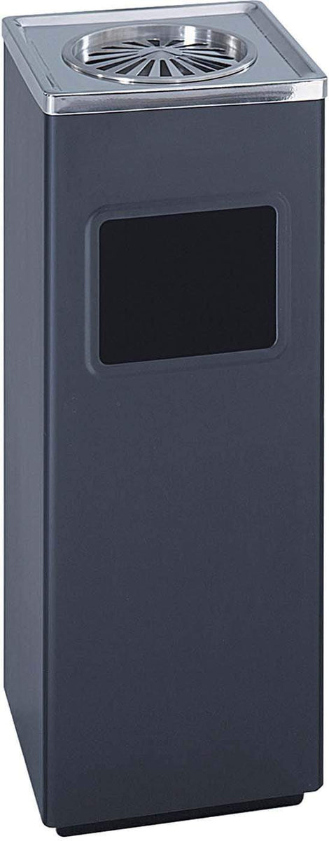 Safco Square Ash & Trash Receptacle - 3 Gallon, Black Steel, Sandless Ash Urn, Outdoor Use - View #7