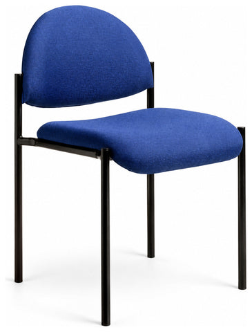 Boss Office Products B9505-BE Stacking Steel Side Chair Without Arms, blue, angled front view