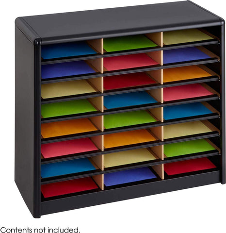 Safco 7111BL Value Sorter Literature Organizer 24 Compartment, black