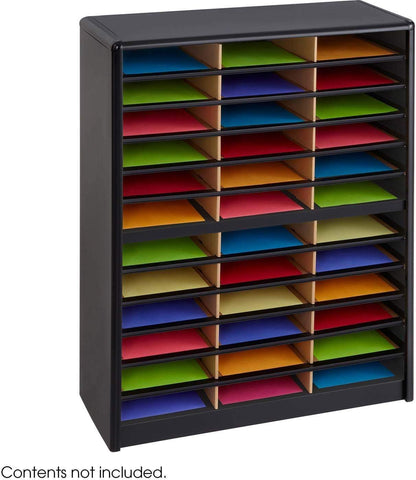 Safco 7121BL Value Sorter Literature Organizer 36 Compartment, black