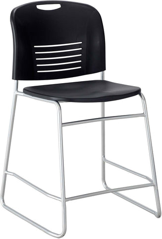 Safco 4296BL Vy Counter-Height Chair Sled Base Seat & Back Silver Base, black