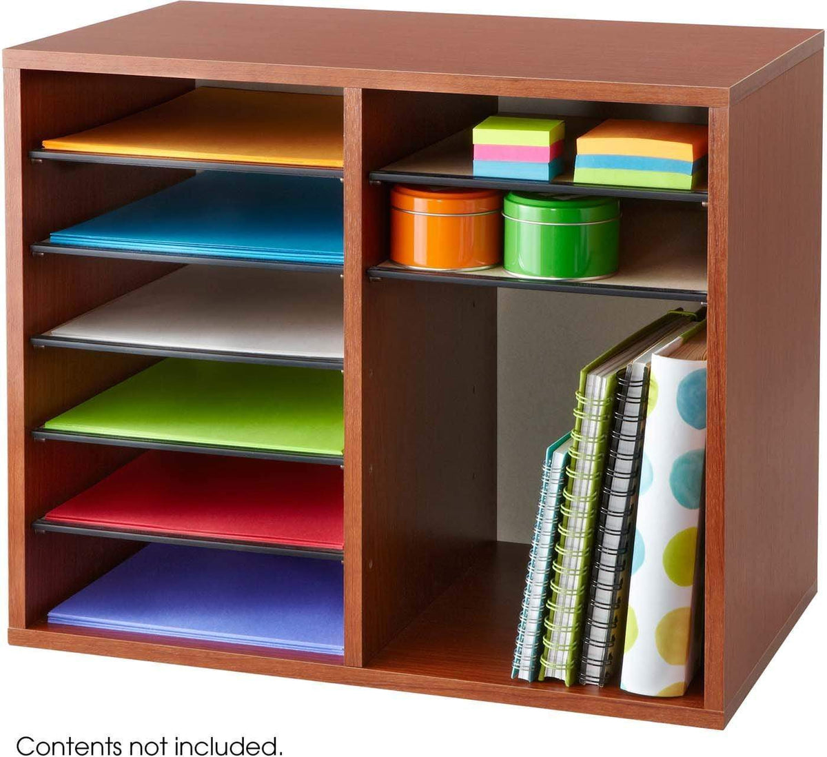 Safco Wood Adjustable Literature Organizer, 32 Compartment w  Safco Wood Adjustable Organizer display picture 1
